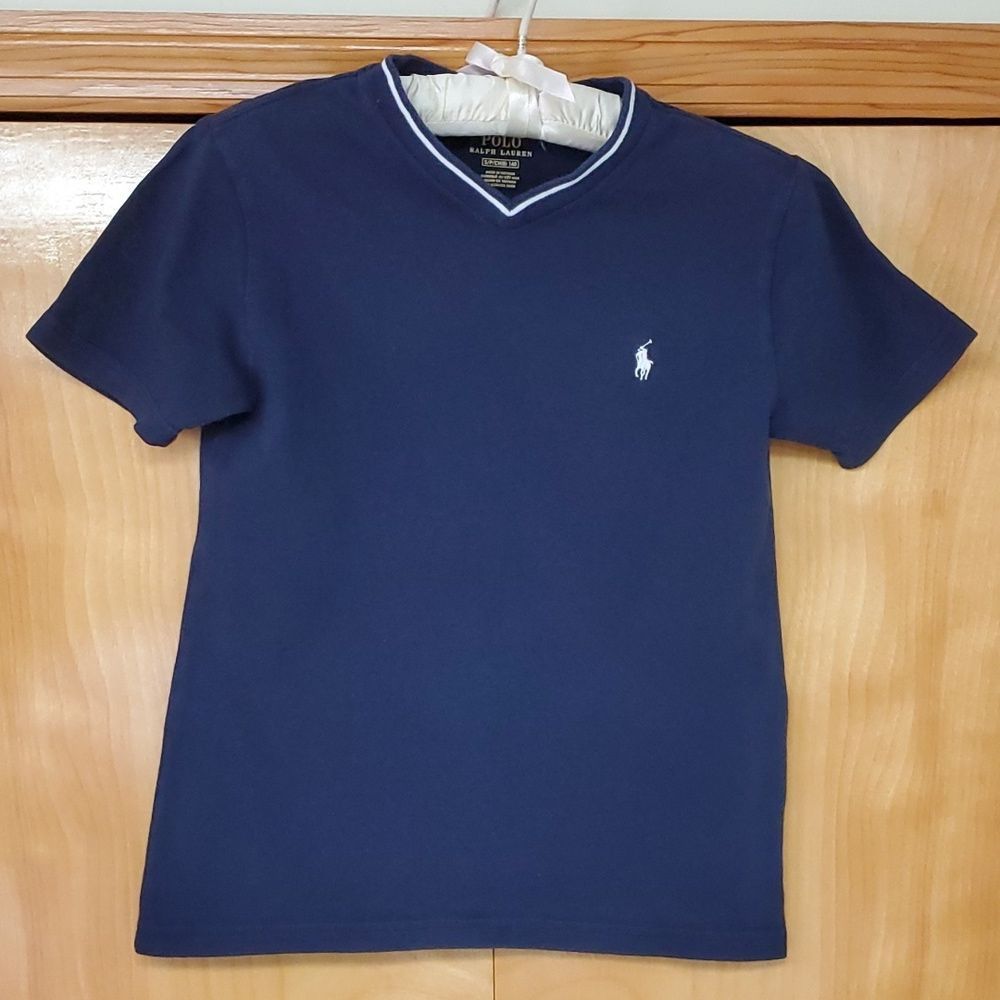 Boys small 8-10 short sleeve t-shirt Polo Ralph Lauren navy blue cotton
